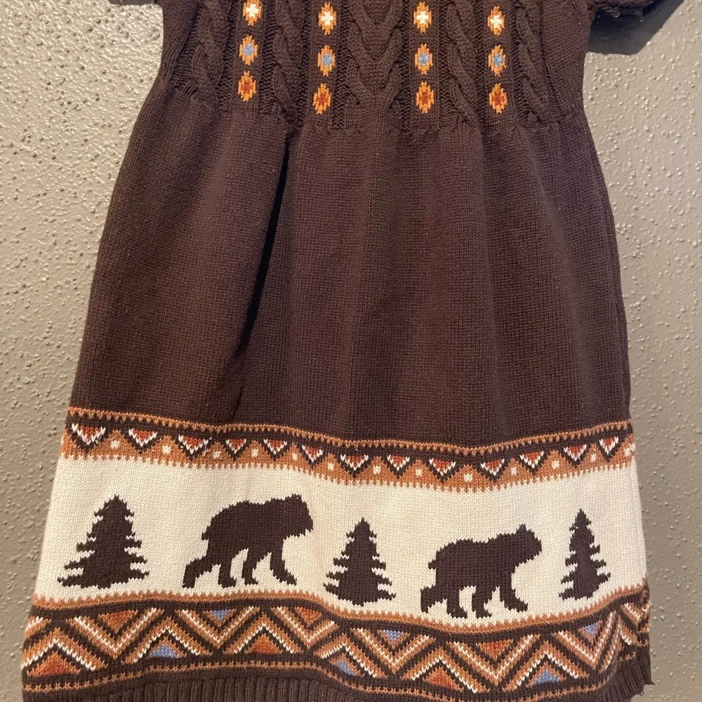 Gymboree Girls Intarsia Bear Sweater Dress - Montana Mountain - Brown